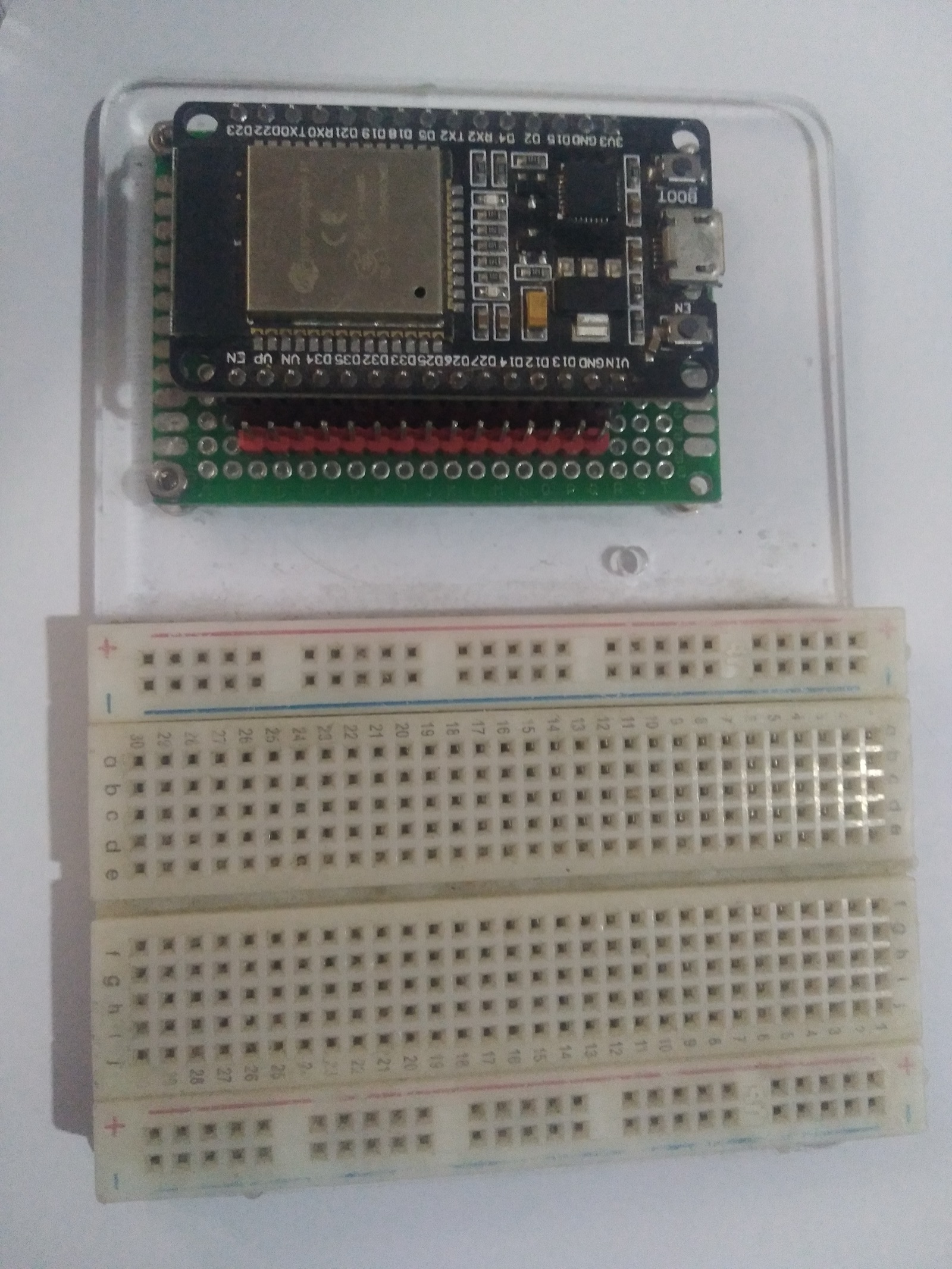 ESP32 development board — the most popular edge SoC for AI hardware prototypes